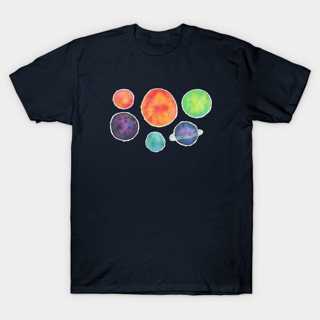 Watercolor Space Illustration T-Shirt by latheandquill